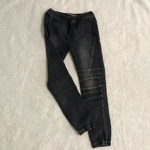 Crash Skinny Black Denim Joggers Size Medium